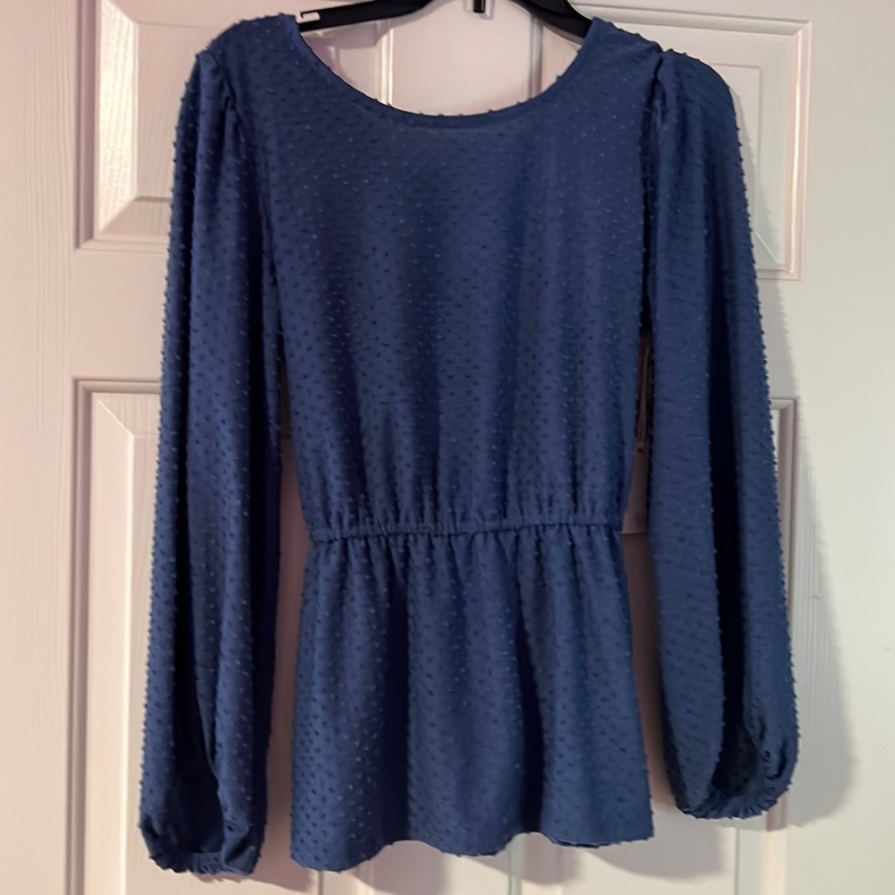 Ava James blue blouse